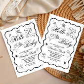 Gender Neutral doodle cupid Baby Shower Invitation Einladung