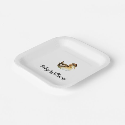 Gender Neutral Duck Baby Shower Plate Pappteller (Gewinkelt)