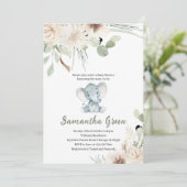 Gender Neutral Elephant Baby Shower Einladung (Stehend Vorderseite)