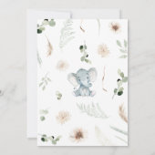 Gender Neutral Elephant Baby Shower Einladung (Rückseite)