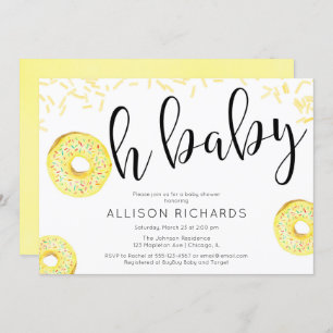 Gender neutral gelb Oh Baby Donut Baby Dusche Einladung