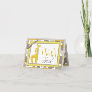 Gender Neutral Giraffe Safari Thank You Card Dankeskarte