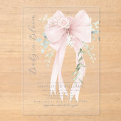 Gender neutral Greenery Bow Baby shower Acryleinladungen (Vorderseite)
