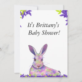 Gender Neutral Lila Bunny Baby Duwer Einladung