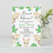 Gender Neutral Llama Mama Babydusche Einladung (Stehend Vorderseite)