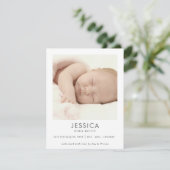 Gender Neutral Photo Baby Announcement Card (Stehend Vorderseite)