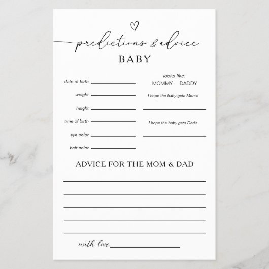 Gender Neutral Predictions & Advice Game Flyer (Vorne)