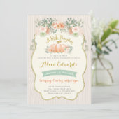 Gender Neutral Pumpkin Babydusche Einladung (Stehend Vorderseite)