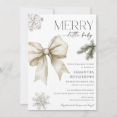 Gender neutral rustic bow snowflakes baby shower einladung (Vorderseite)