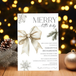 Gender neutral rustic bow snowflakes baby shower einladung