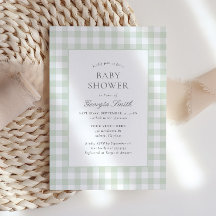 Gender Neutral Sage Green Gingham Baby Shower