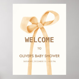 Gender Neutral Simple Bow Baby Shower Willkommen Poster