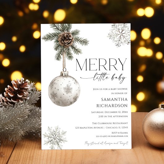 Gender neutral simple rustic winter baby shower einladung