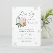 Gender Neutral Snowflake Winter Baby Shower Einladung (Stehend Vorderseite)