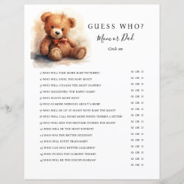 Gender Neutral Teddy Bear Baby Shower Game