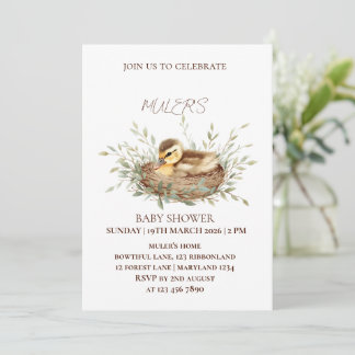Gender Neutral Watercolor Duckling Baby Shower Inv Einladung