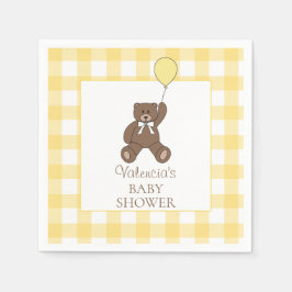 Gender Neutral Yellow Teddy Bear Baby Shower Serviette