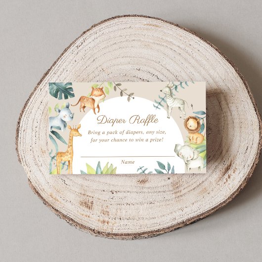 Gender-neutrale Beige-Safari-Tiere Windelraffineri Begleitkarte