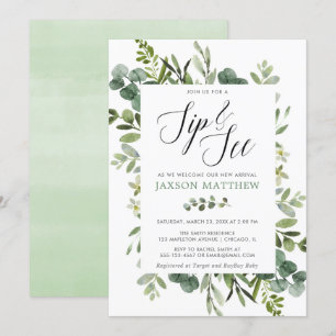 Gender neutrale Eukalyptusgrün sippen und sehen Einladung