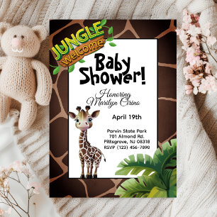 Gender-neutrale Giraffe-Jungle-Themed Baby-Dusche  Einladung