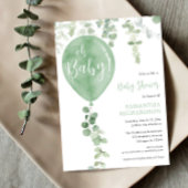 Gender neutrale grüne Ballongrün Oh Baby Einladung