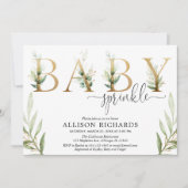 Gender-neutrales grünes Goldbaby-Sprinkle Einladung (Vorderseite)