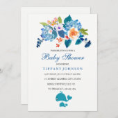 Gender-Nuetral Floral Whale Baby Dusche Einladung (Vorne/Hinten)