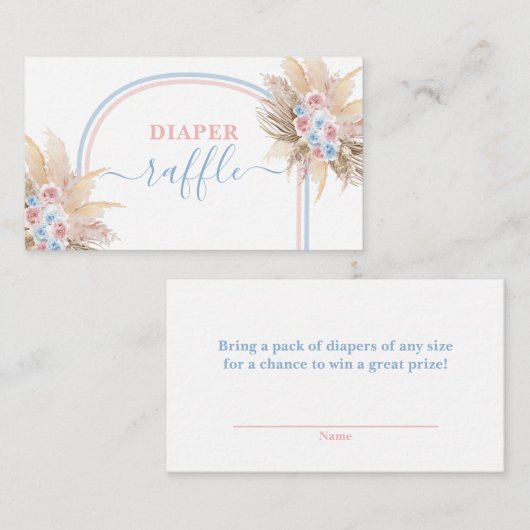 Gender Pampas Grass Diaper Raffle Card Begleitkarte (Vorne/Hinten)
