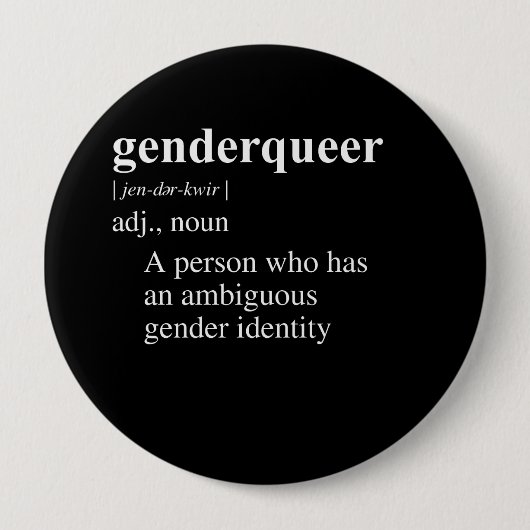 GENDER QUEER DEFINITION wird übersetzt zu: GENDER- Button (Vorderseite)
