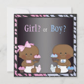 Gender Reveal African American Babies & Cupcakes Einladung (Rückseite)