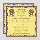 Gender Reveal African American Babies & Cupcakes Einladung (Vorne/Hinten)