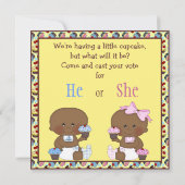 Gender Reveal African American Babies & Cupcakes Einladung (Rückseite)