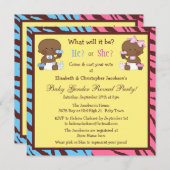 Gender Reveal African American Babies & Cupcakes Einladung (Vorne/Hinten)