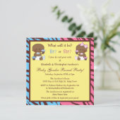 Gender Reveal African American Babies & Cupcakes Einladung (Stehend Vorderseite)