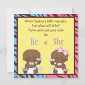 Gender Reveal African American Babies & Cupcakes Einladung (Rückseite)