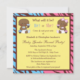 Gender Reveal African American Babies & Cupcakes Einladung