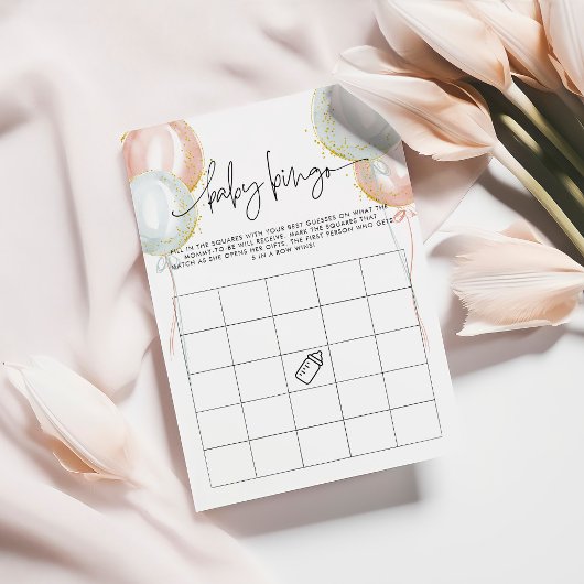 Gender Reveal Baby Bingo Shower Game Card Hinweiskarte