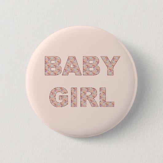 Gender Reveal Baby Girl Team Button (Vorderseite)