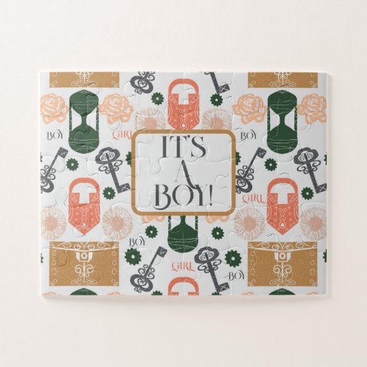Gender Reveal Baby Shower Boy Puzzle (Horizontal)