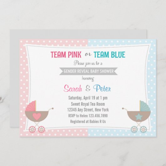 Gender Reveal Baby Shower Einladung (Vorne/Hinten)