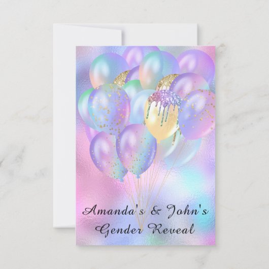 Gender Reveal Baby Shower Girl Boy Pink Blue Baloo Einladung (Rückseite)