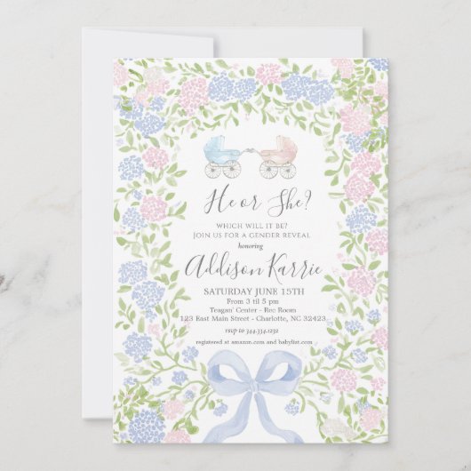 Gender Reveal Baby Shower invitation Einladung (Vorderseite)