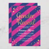 Gender Reveal Baby Shower Pink Blue Gold Einladung (Vorne/Hinten)