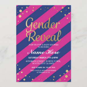 Gender Reveal Baby Shower Pink Blue Gold Einladung