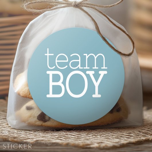 Gender Reveal Baby Shower - Team Blue Boy Runder Aufkleber