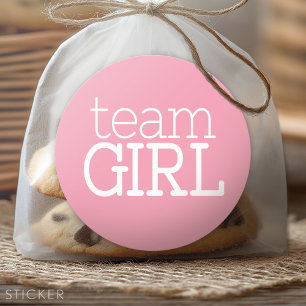 Gender Reveal Baby Shower - Team Pink Girl Runder Aufkleber