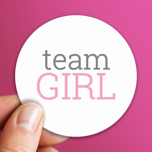 Gender Reveal Baby Shower - Team Pink Girl Runder Aufkleber