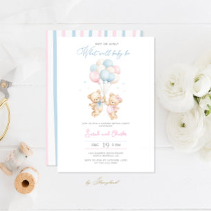 Gender Reveal Bear Baby Shower Einladung