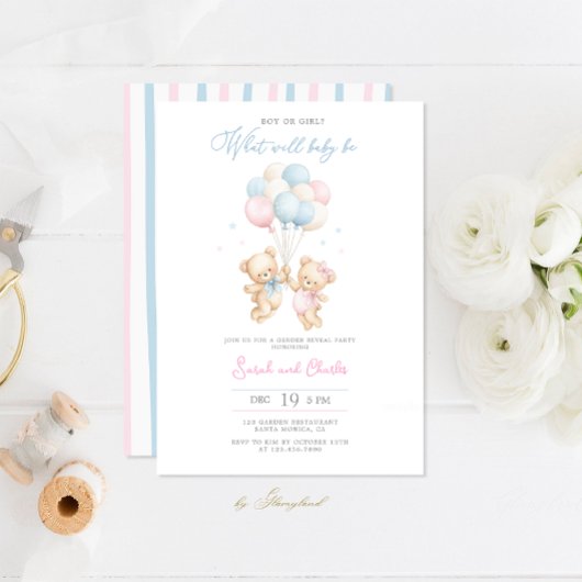 Gender Reveal Bear Baby Shower Einladung