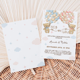 Gender Reveal Bear Pastel Pink & Blue Boy Girl Einladung